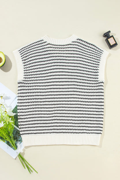 Striped Round Neck Sweater Vest