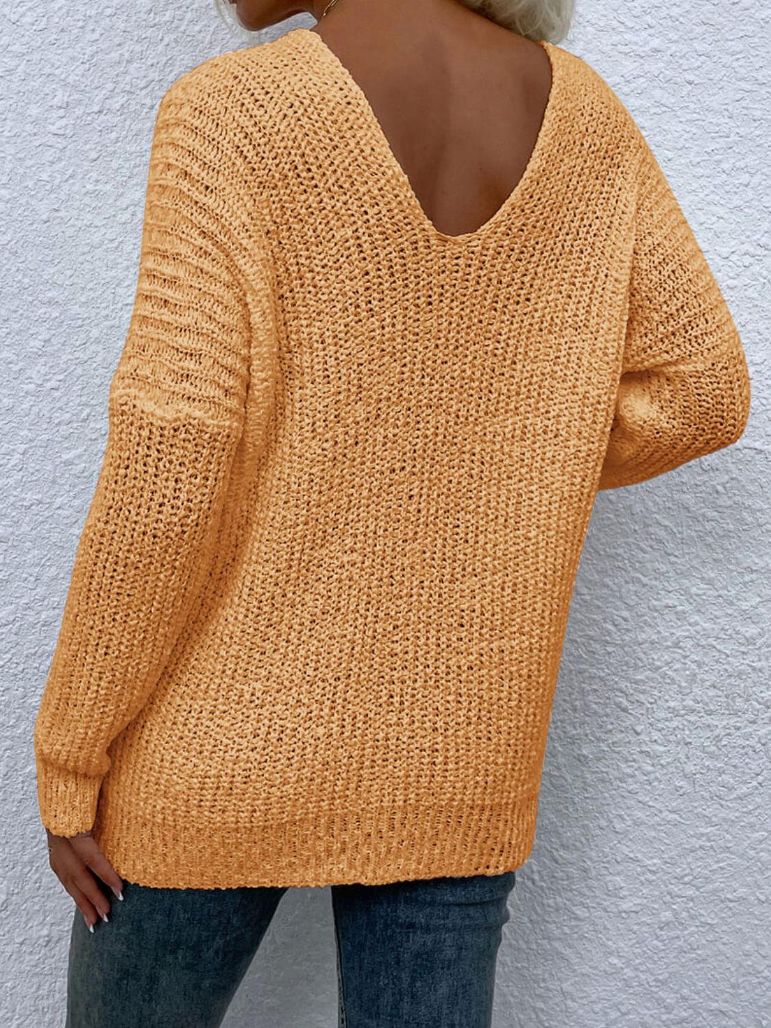 Rib-Knit V-Neck Tunic Sweater