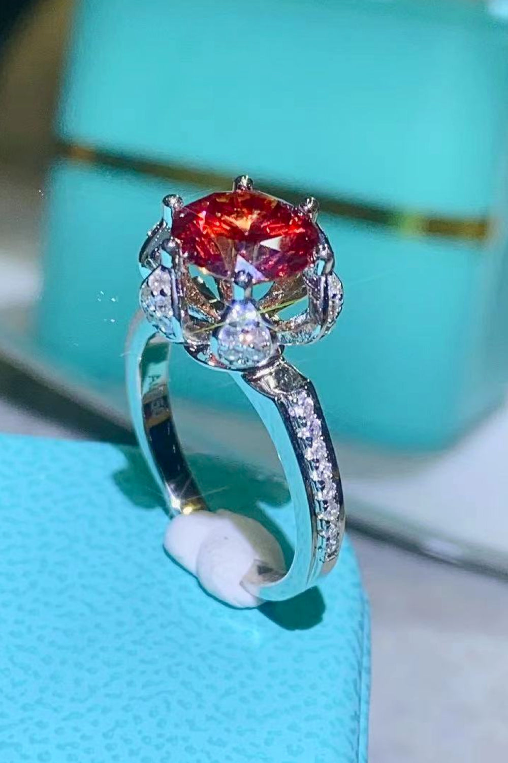 2 Carat Moissanite 6-Prong Ring in Phoenix Fire