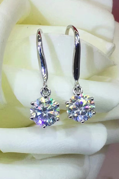 2 Carat Moissanite 6-Prong Drop Earrings