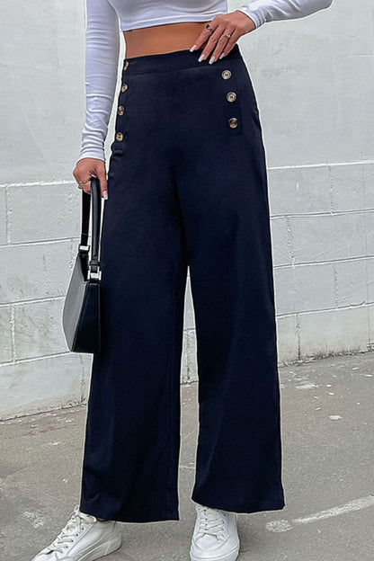 Double-Breasted Wide Leg Pants