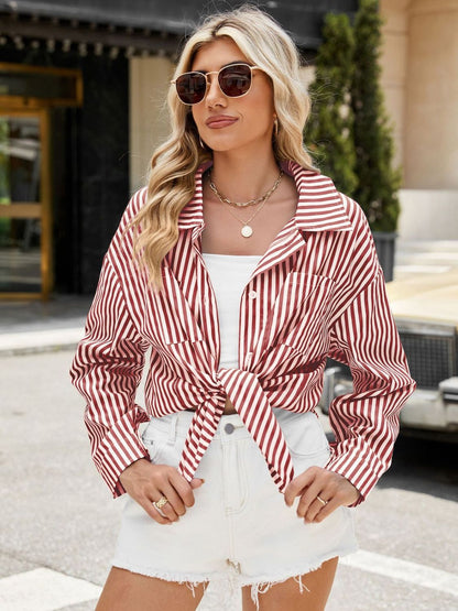 Striped Button Up Long Sleeve Shirt