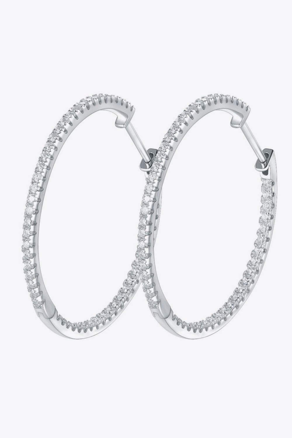 Inlaid Moissanite 925 Sterling Silver Hoop Earrings