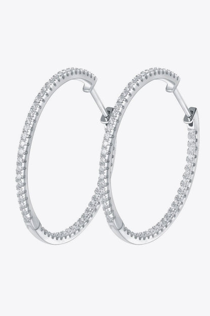 Inlaid Moissanite 925 Sterling Silver Hoop Earrings