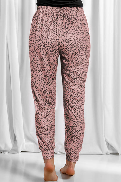 Full Size Leopard Drawstring Pocketed Pants