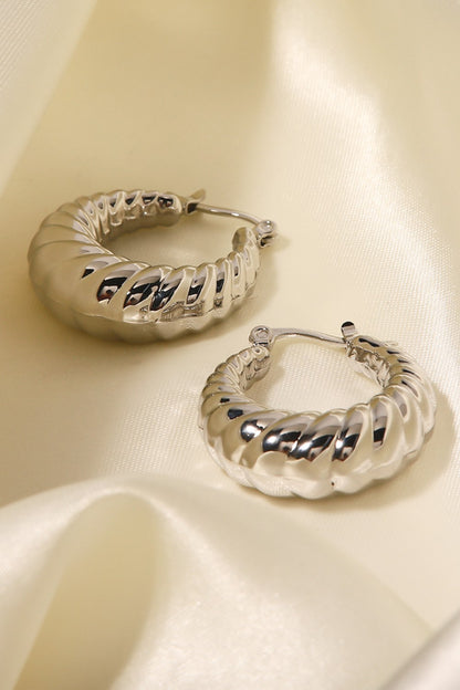 Textured Stainless Steel Hoop Earrings