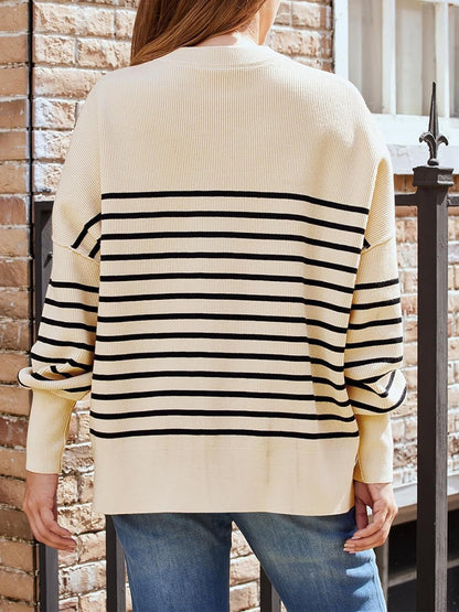 Striped Round Neck Long Sleeve Sweatshirt