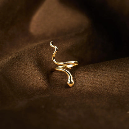 Snake Shape 18K Gold-Plated Bypass Ring