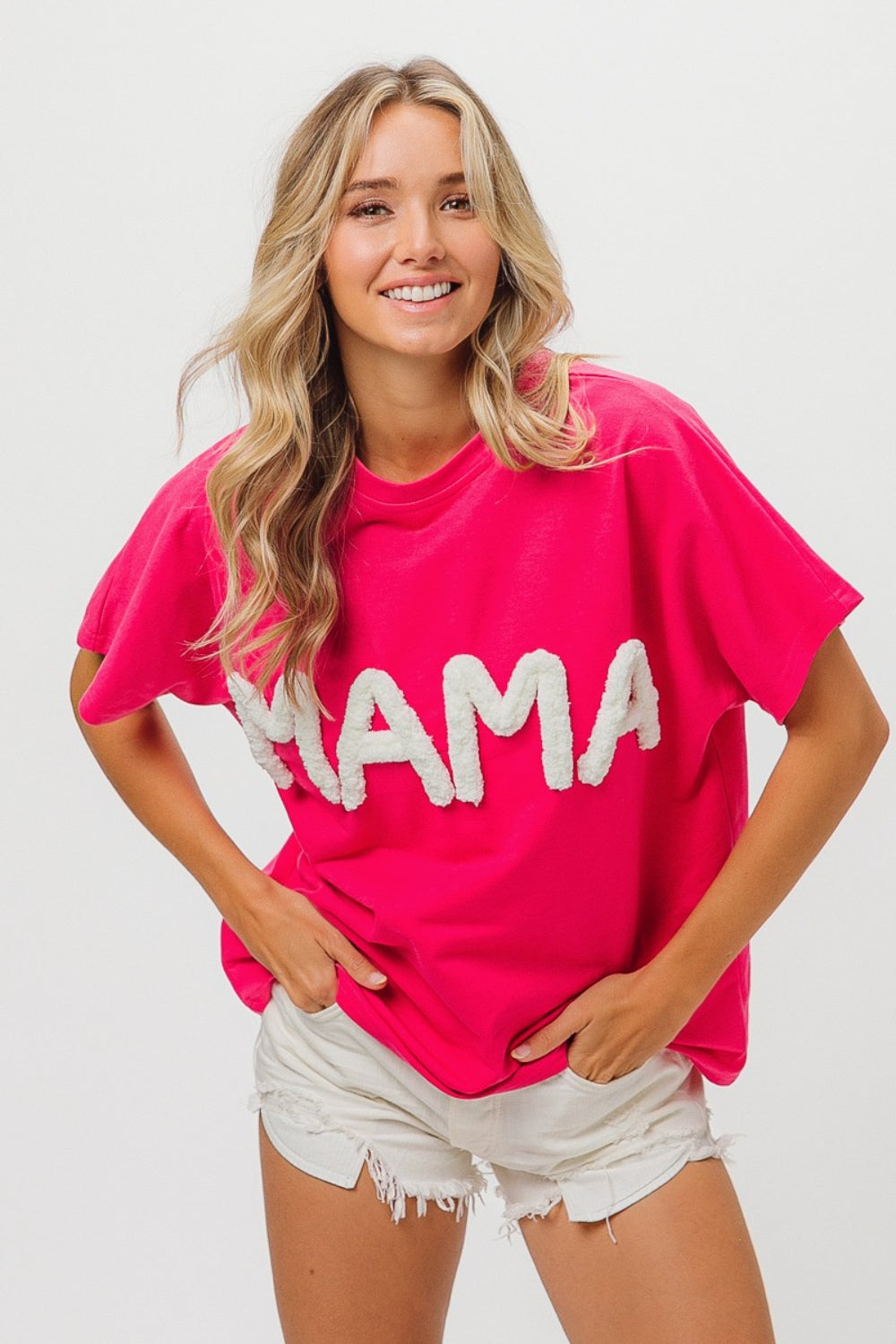 Fuchsia Round Neck Short Sleeve T-Shirt