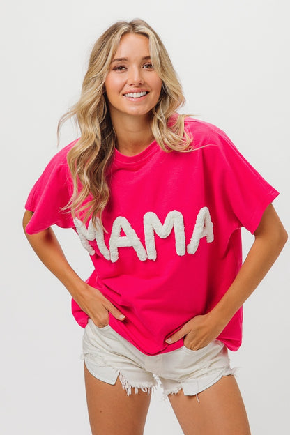 Fuchsia Round Neck Short Sleeve T-Shirt