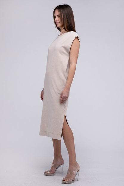 Pink Casual Comfy Sleeveless Midi Dress