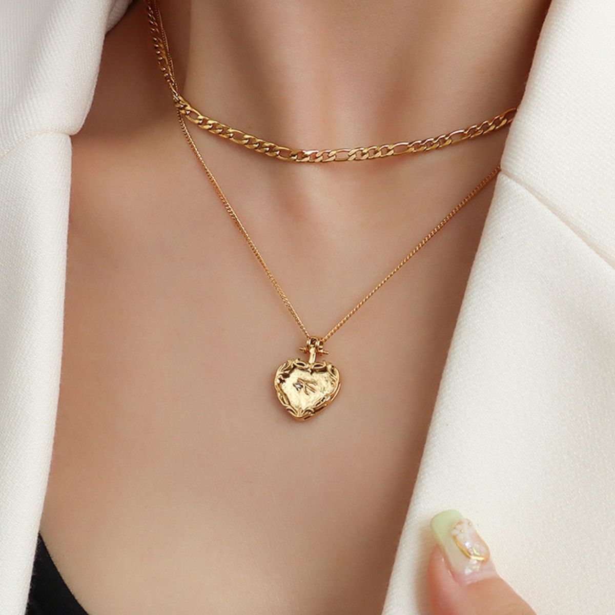 Heart Shape Double-Layered Stainless Steel Necklace