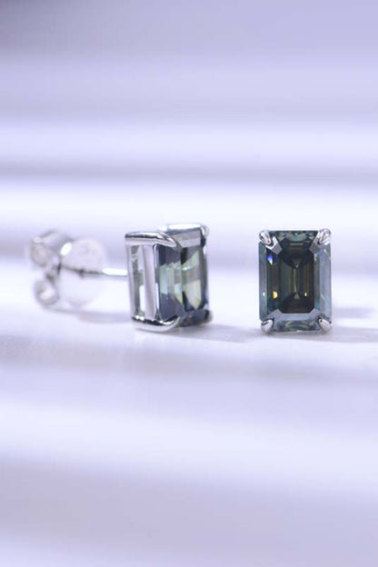 2 Carat Moissanite Stud Earrings in Green