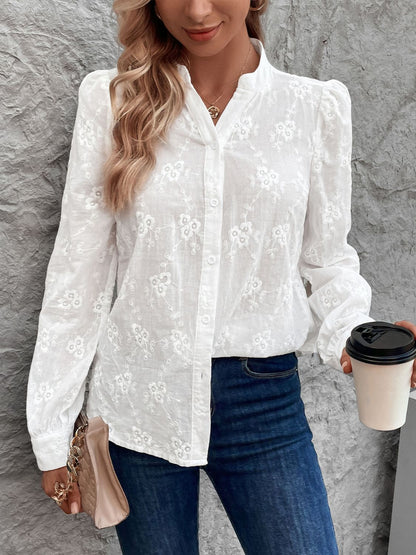 Notched Long Sleeve Shirt