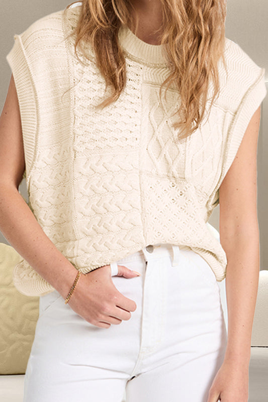 Cable-Knit Round Neck Sweater Vest