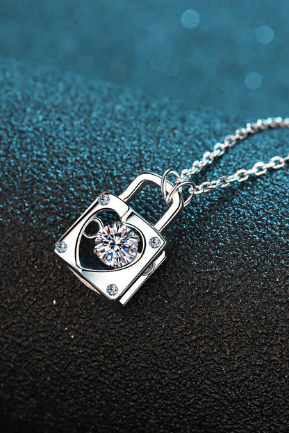 Moissanite Lock Pendant Necklace