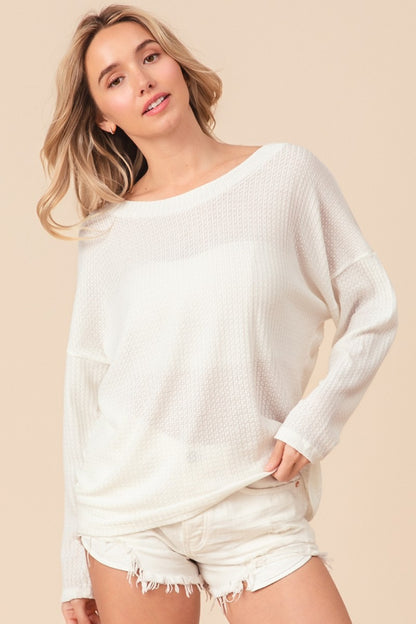 Off white Waffled Backless Drawstring T-Shirt
