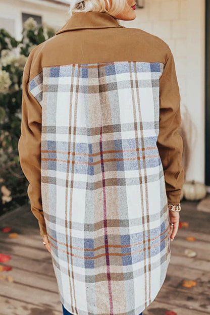 Pocketed Plaid Long Sleeve Mini Dress