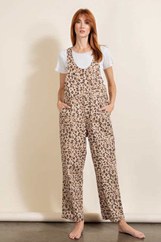 Cream Animal/leopard Printed Jumpsuit