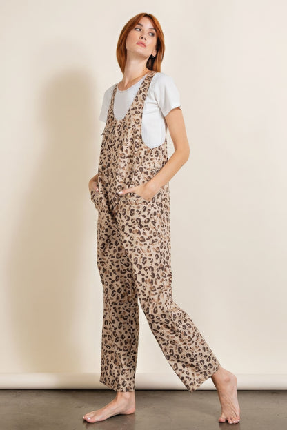 Cream Animal/leopard Printed Jumpsuit