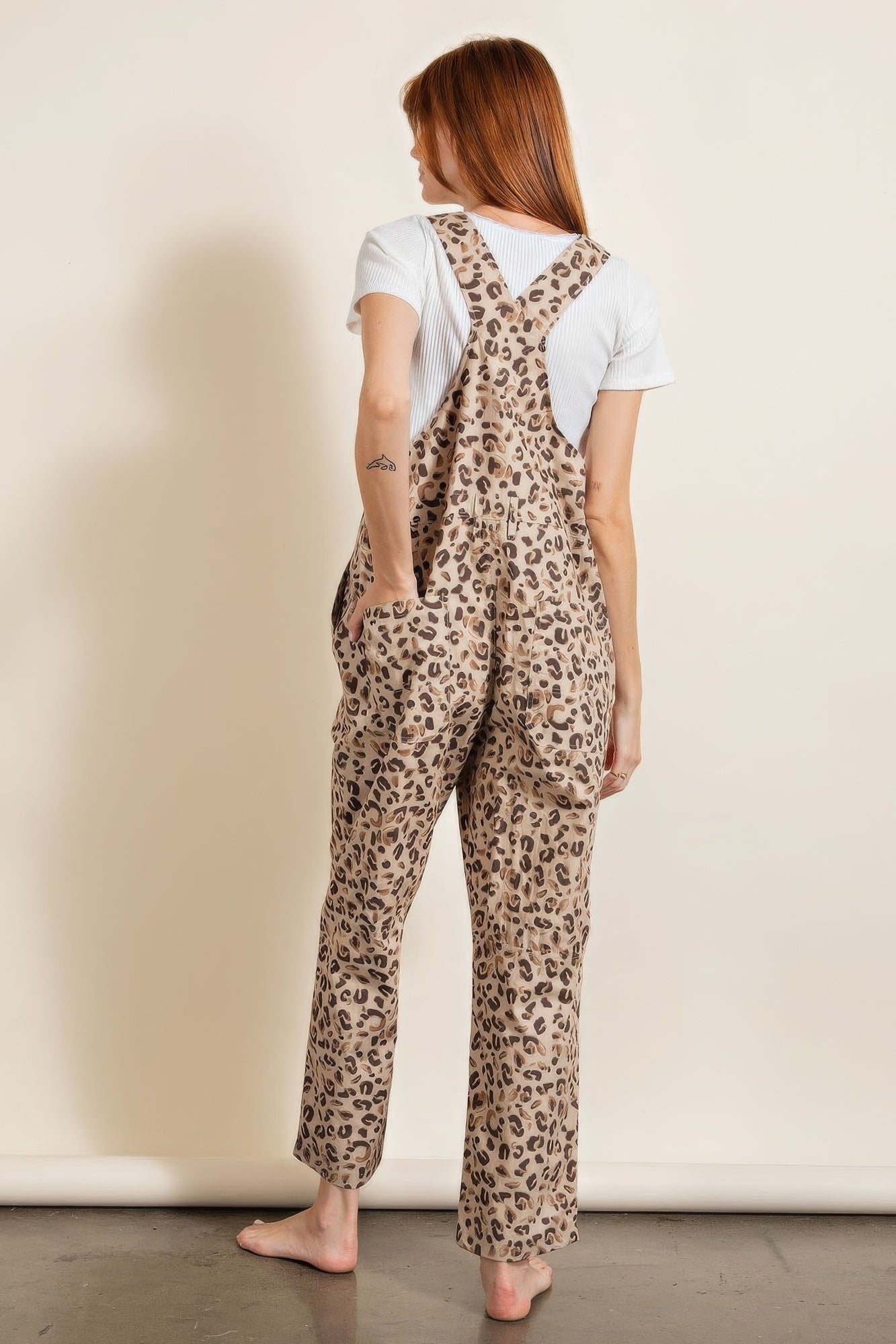 Cream Animal/leopard Printed Jumpsuit