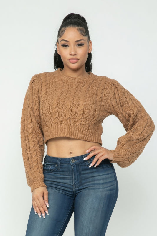 Camel Cable Pullover Top