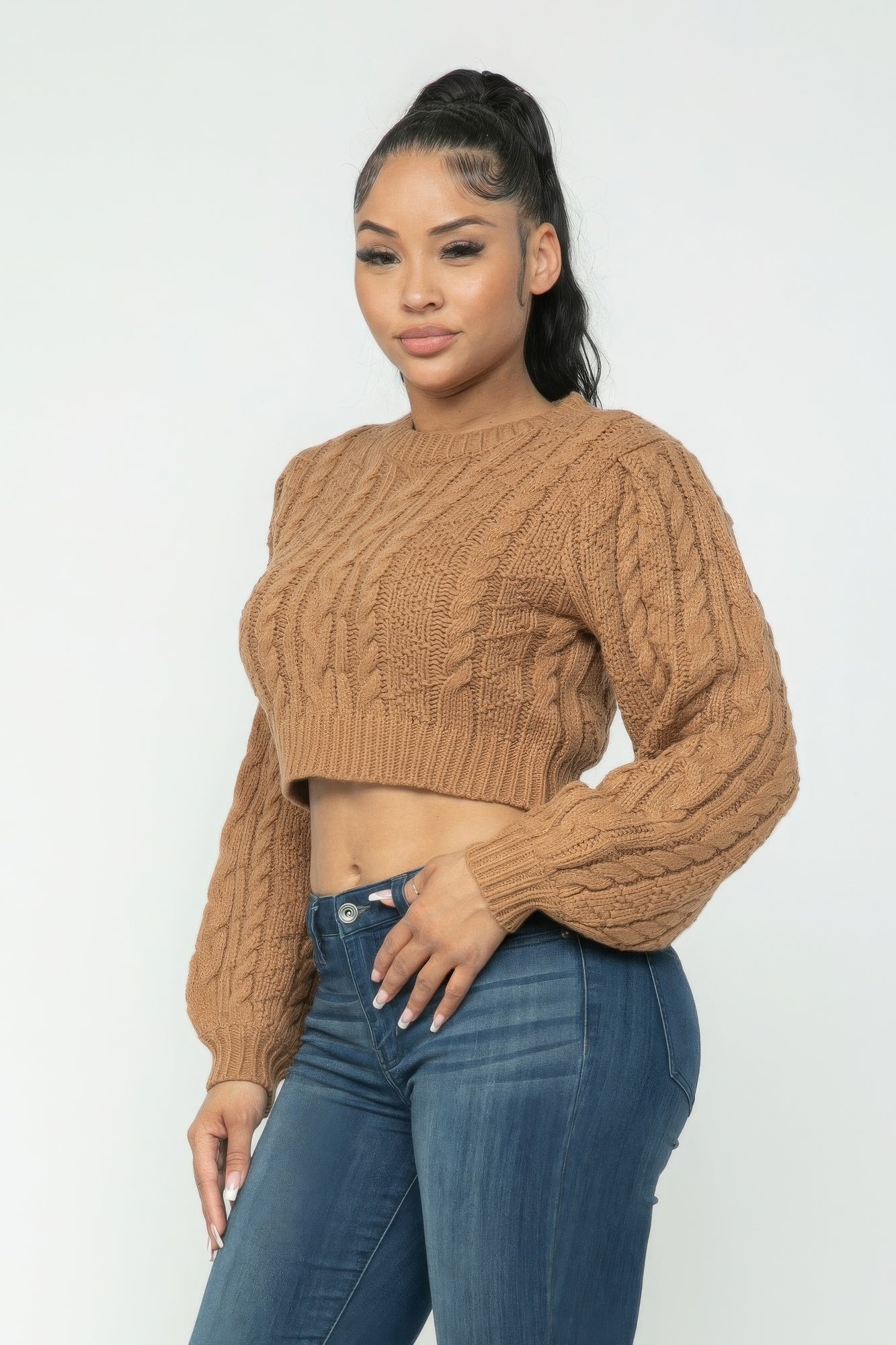 Camel Cable Pullover Top