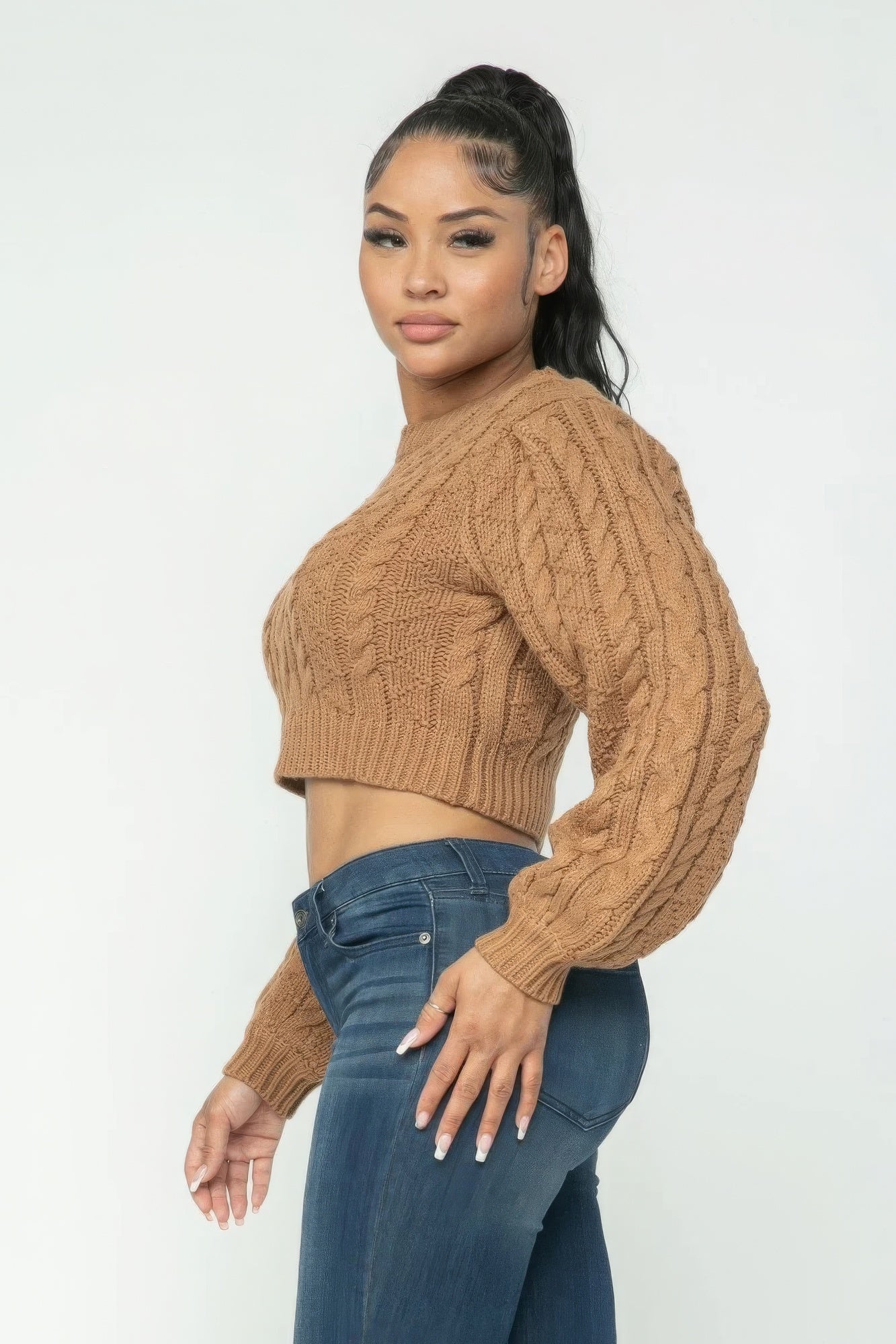 Camel Cable Pullover Top