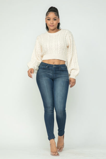 White Cable Pullover Top