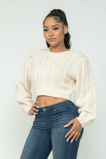 White Cable Pullover Top