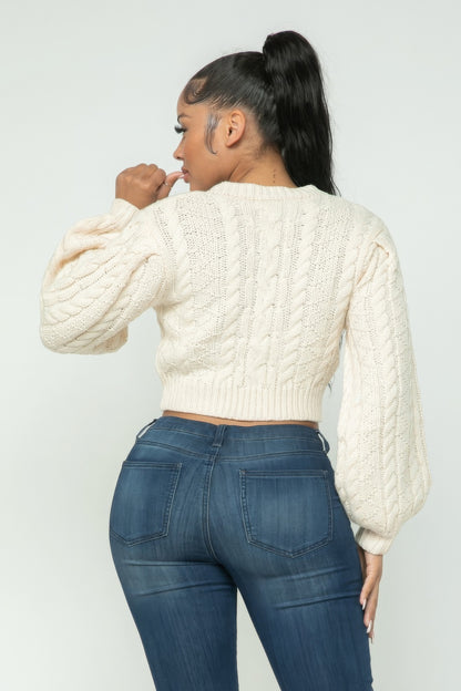 White Cable Pullover Top