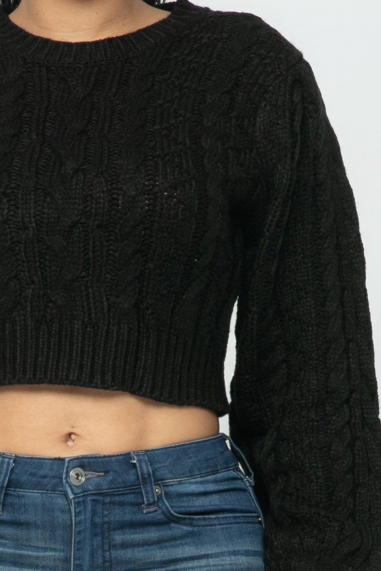 Black Cable Pullover Top