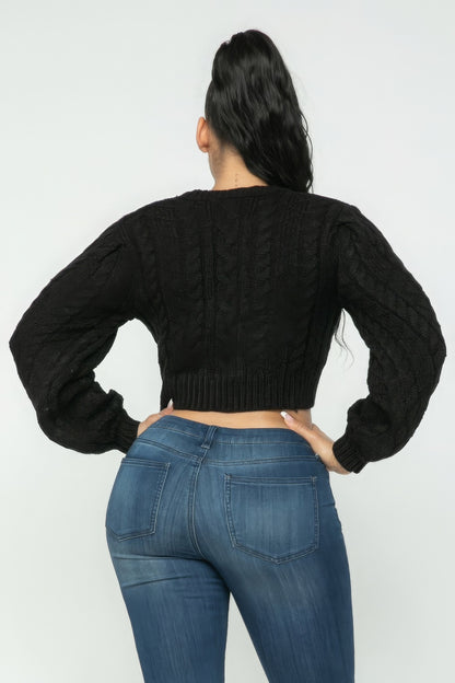 Black Cable Pullover Top