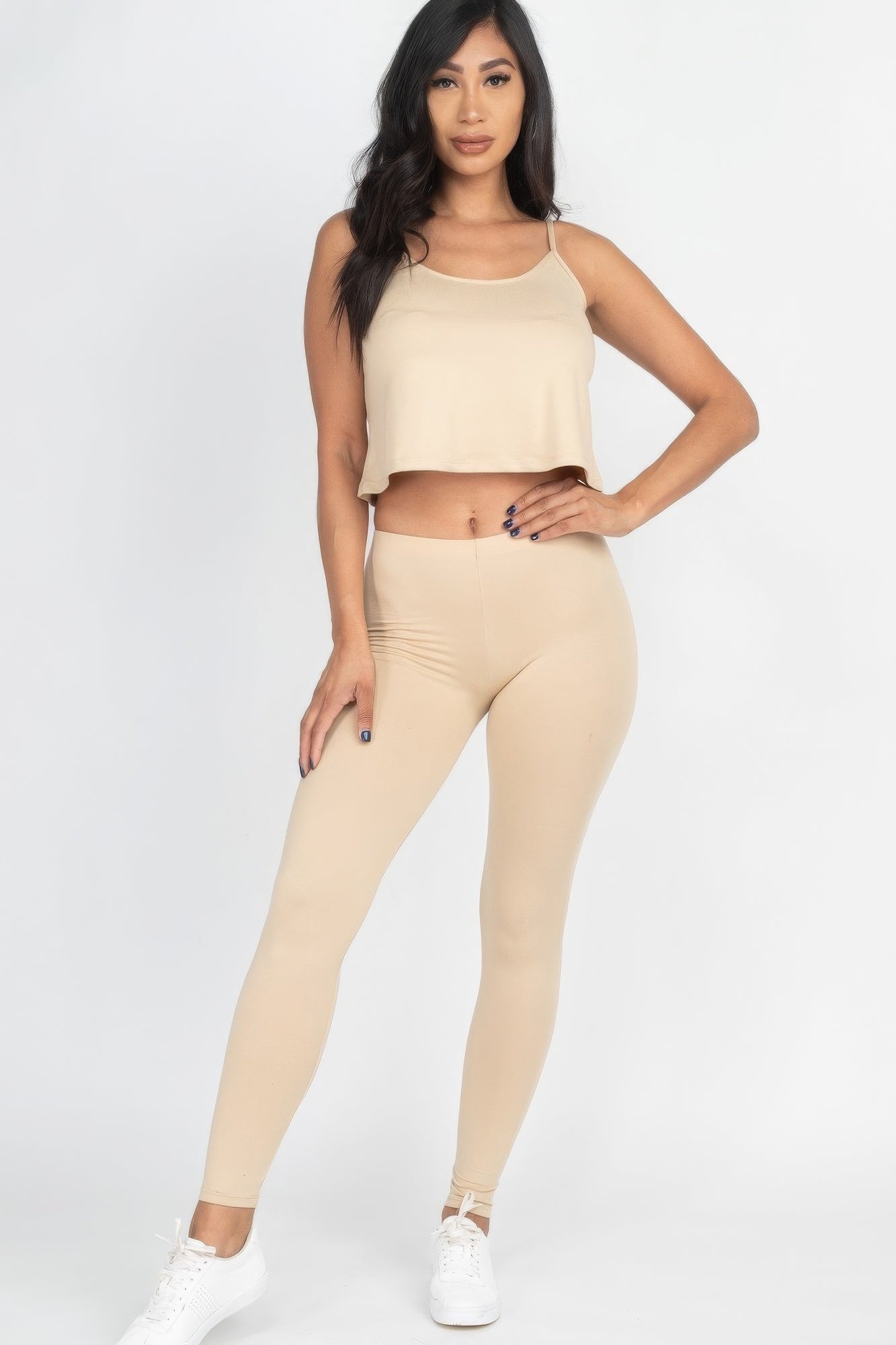 Cream Cami Top And Leggings Set