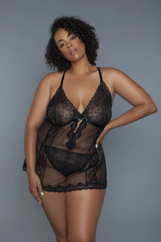 2 Pc Unlined Lace Cups Sheer Mesh And Lace Front