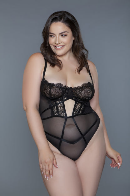 Black Pc Underwired Cups Bodysuit