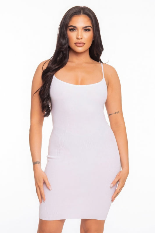 White Cami Heavy Rib Mini Dress