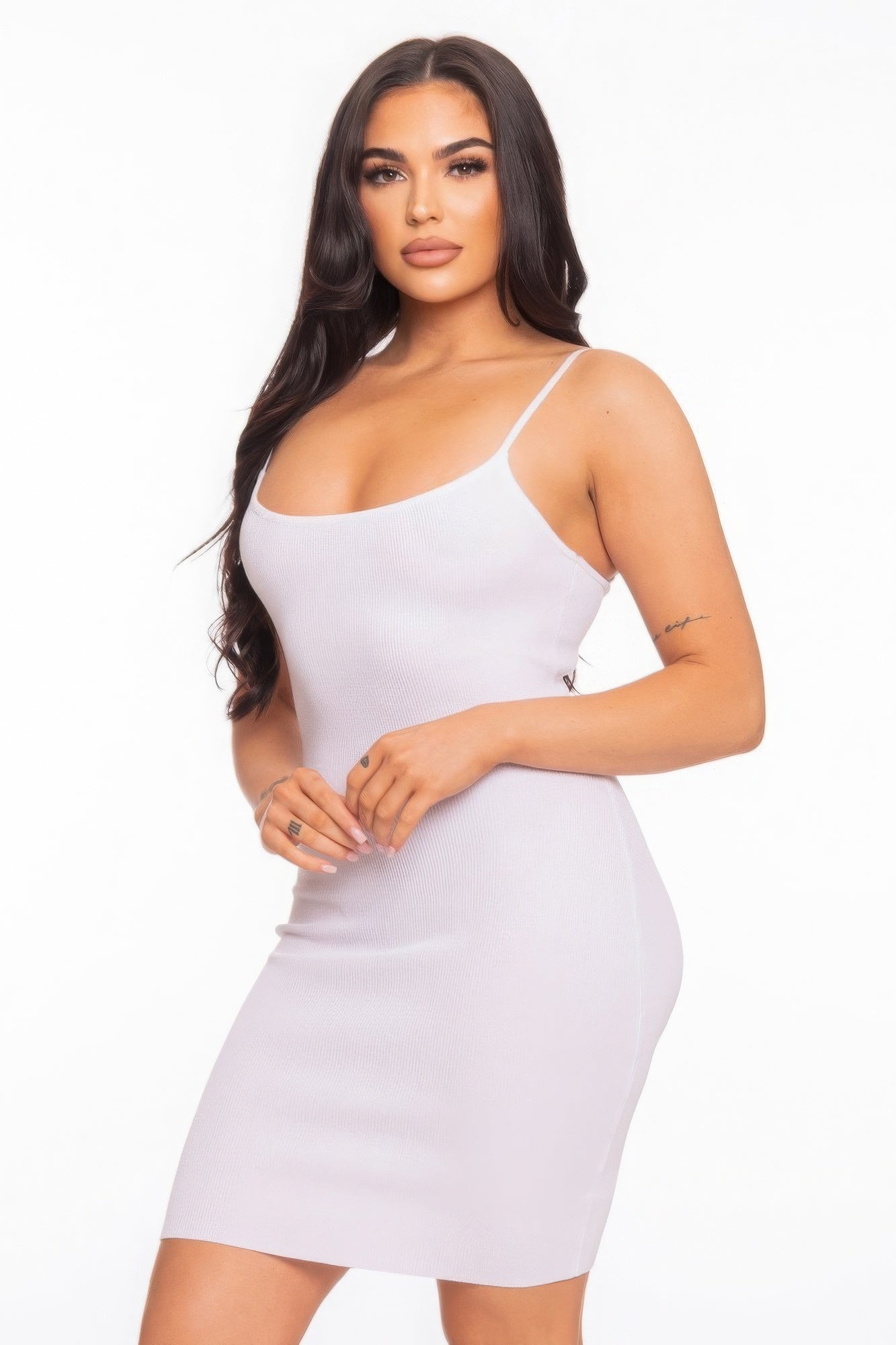 White Cami Heavy Rib Mini Dress