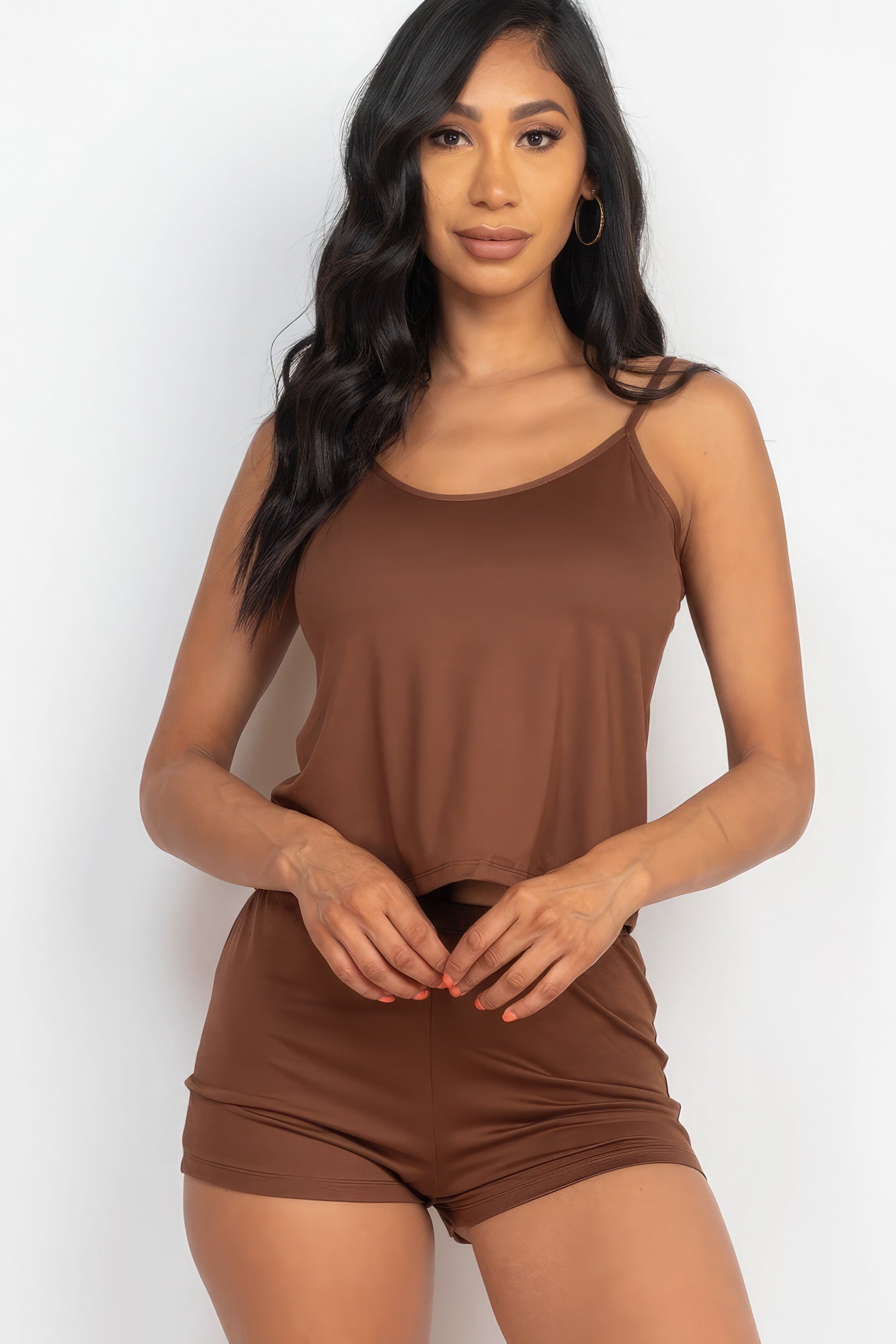 Brown Cami Top & Shorts Set