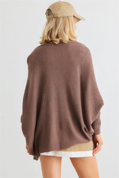 Taupe Batwing Sleeve Open Front Cardigan