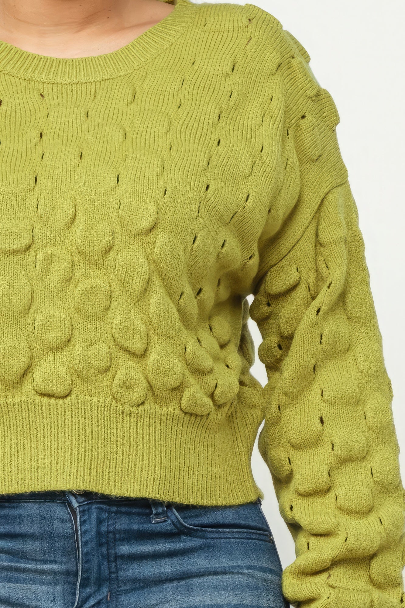 Olive Checker Sweater Top