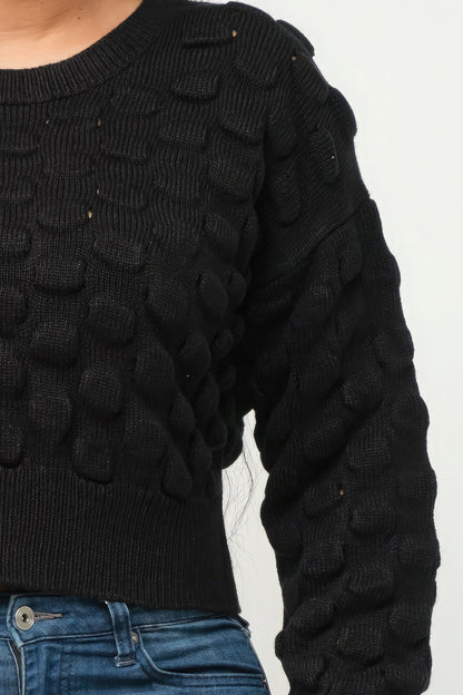 Black Checker Sweater Top