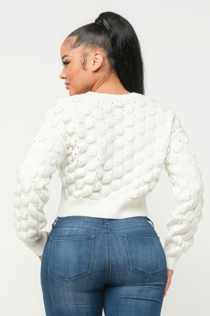 White Checker Sweater Top