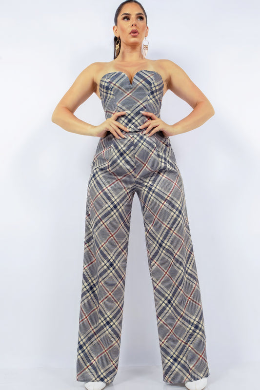 Grey Bustier Top & Wide Pants Set