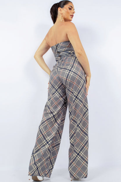 Grey Bustier Top & Wide Pants Set