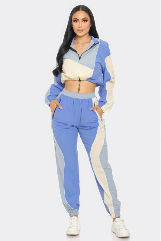 Blue Cargo Jogger Set