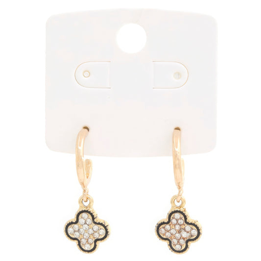 Women Clover Charm Open Hoop Earring