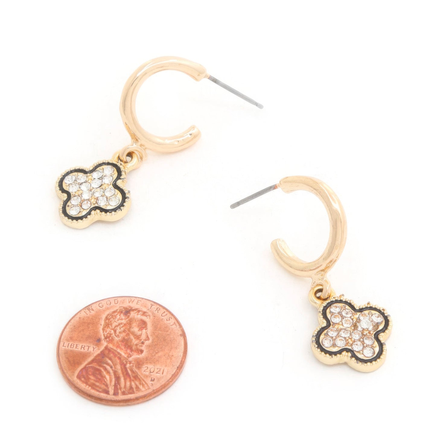 Women Clover Charm Open Hoop Earring