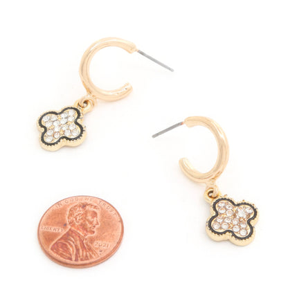 Women Clover Charm Open Hoop Earring