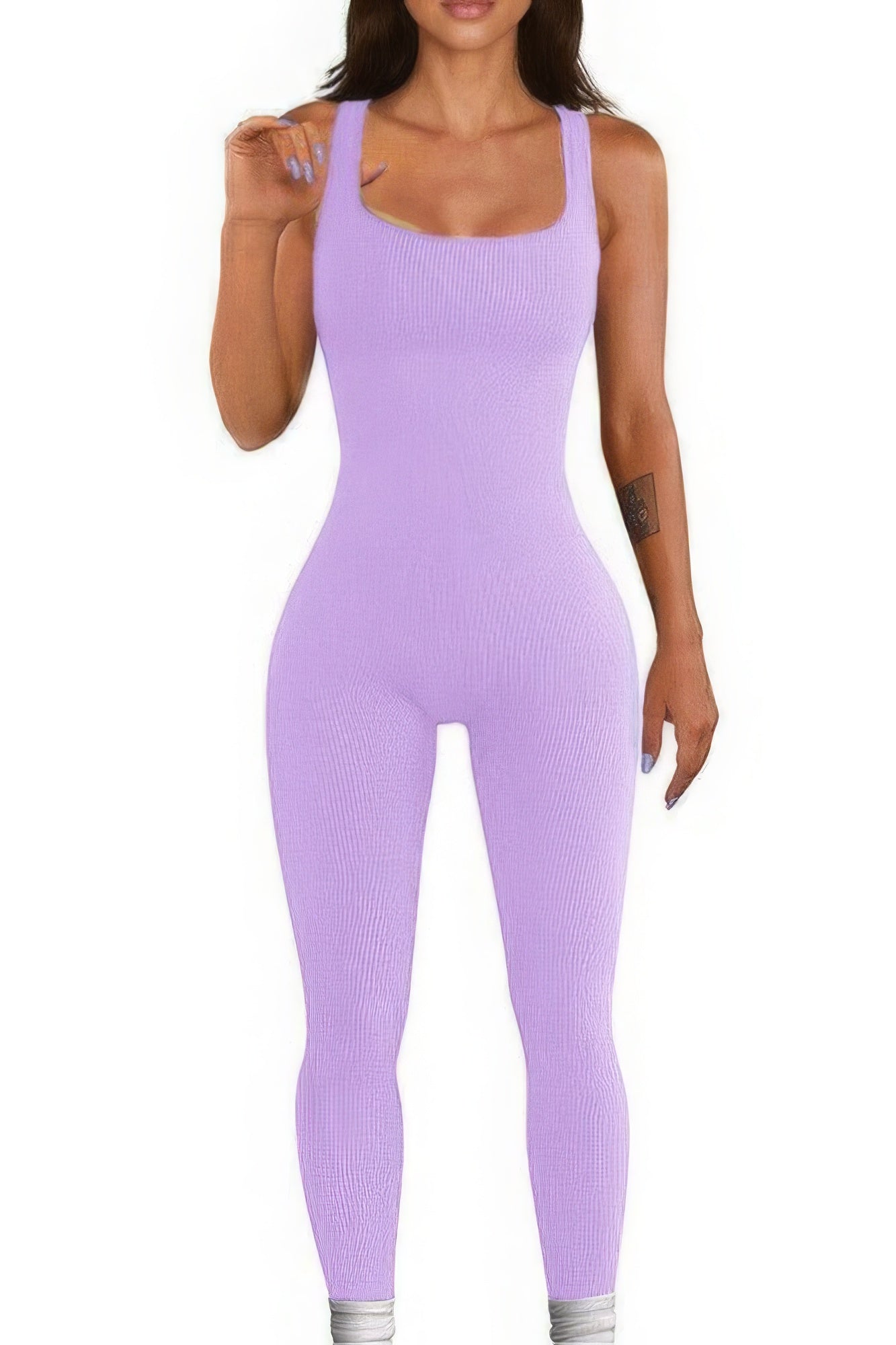 Women Seamless Ribbed Tank Jumpsuit